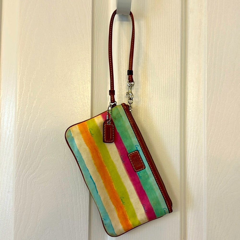 Coach Hampton Watercolor Stripe Wristlet Bag